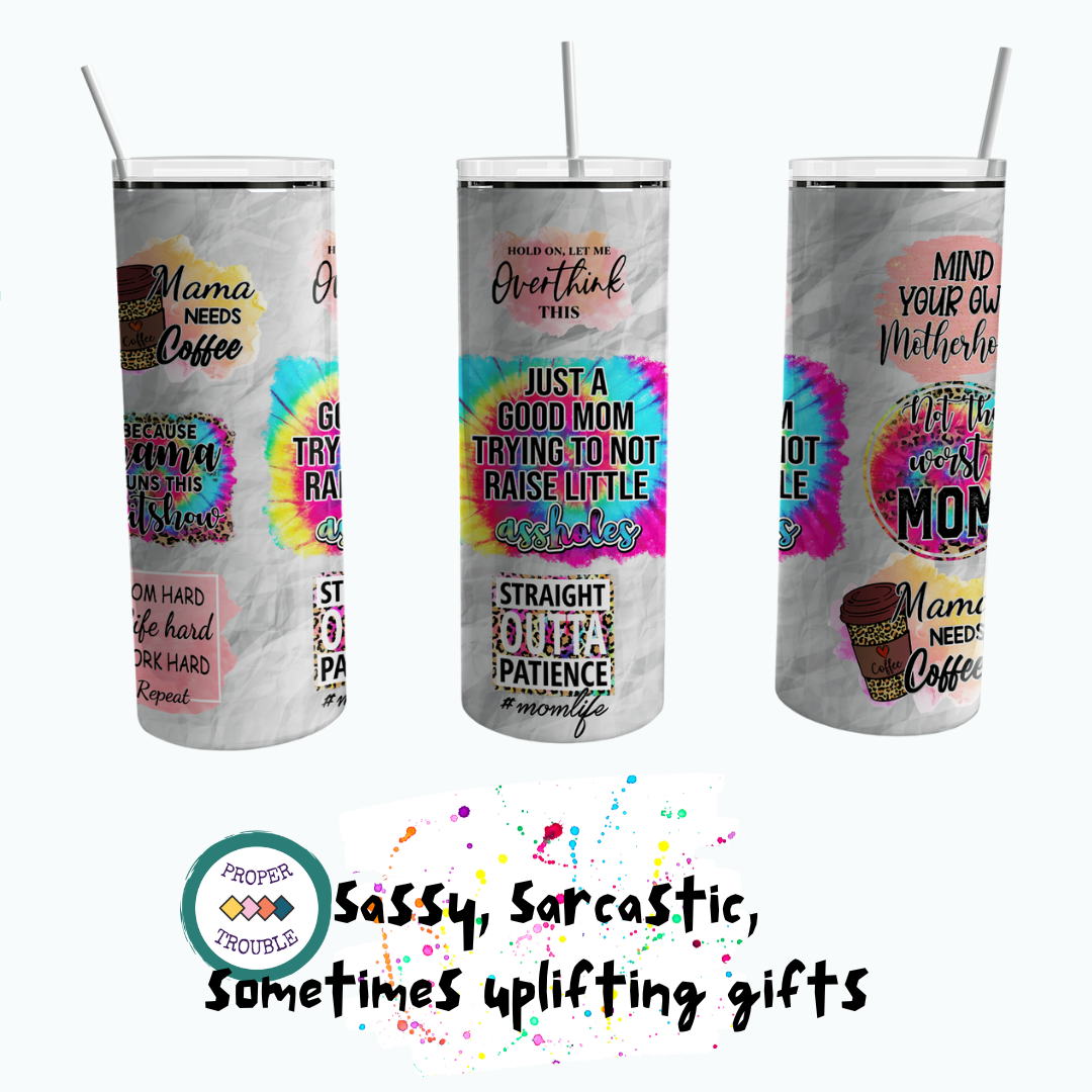 Just a Mom Trying Not to Raise Aholes Tumbler Funny Mom Cups Funny Tumblers  Mom Life Sublimation Tumbler Mom Cup Mama Tumbler 