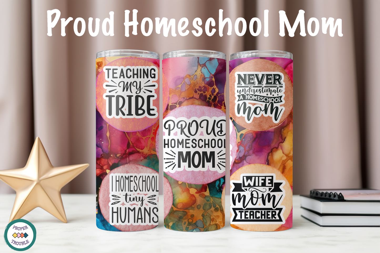 Proud Homeschool Mom Tumbler/ Mug / Coffee Gift Set