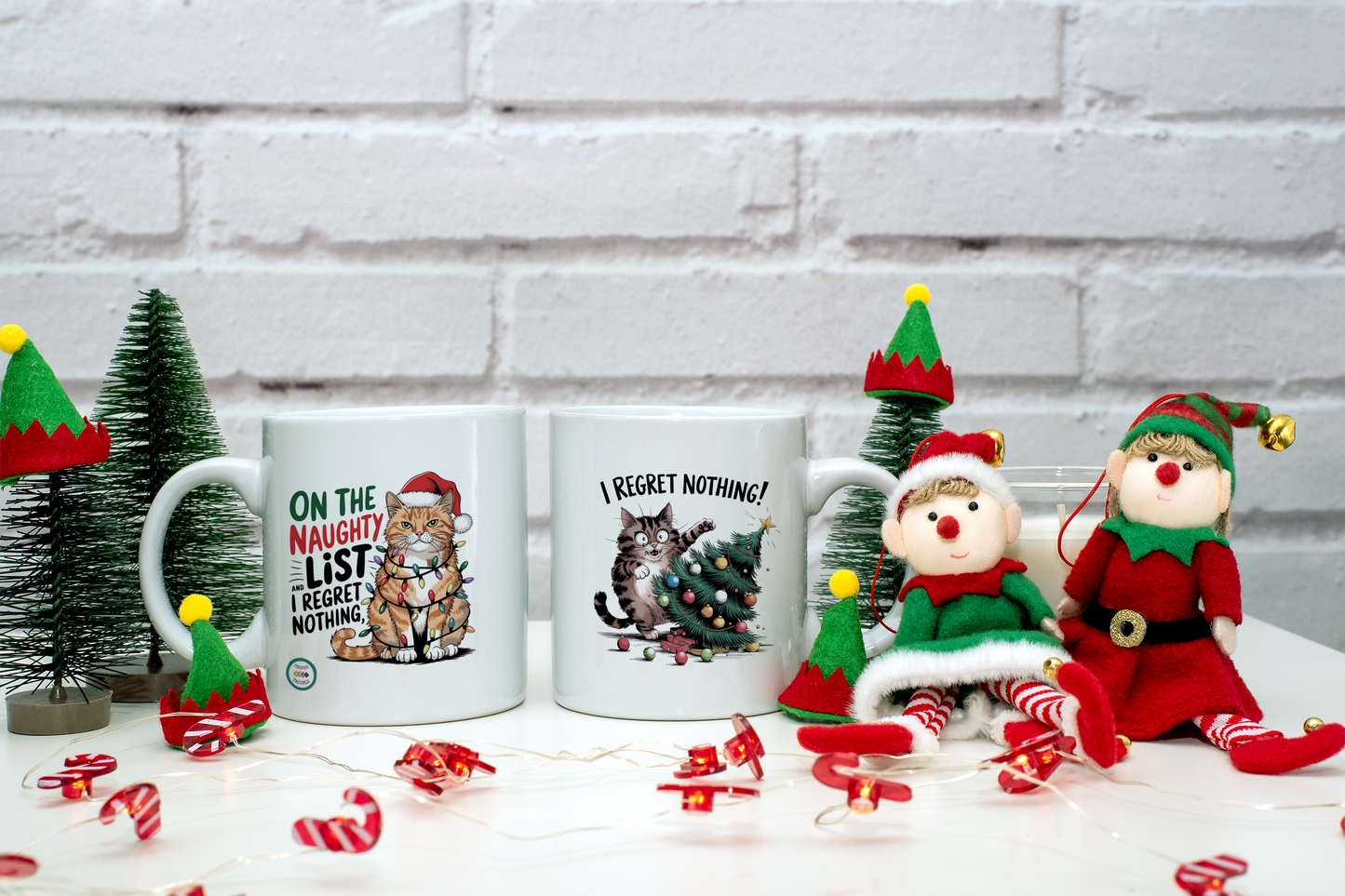 Christmas Mug - Cat Lover Gift -On the Naughty List - I Regret Nothing